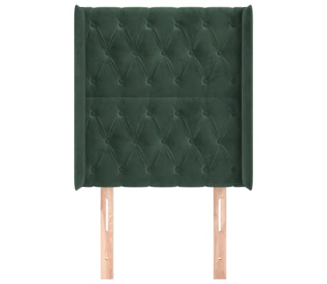 vidaXL T&ecirc;te de lit avec oreilles Vert fonc&eacute; 83x16x118/128 cm Velours