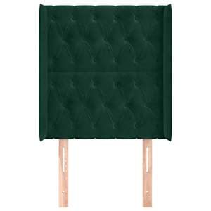 vidaXL T&ecirc;te de lit avec oreilles Vert fonc&eacute; 83x16x118/128 cm Velours
