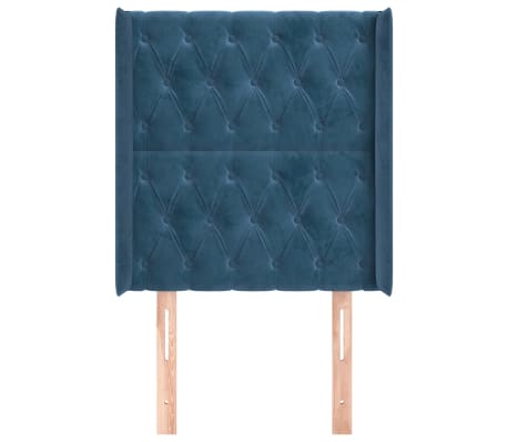 vidaXL Cabeceira cama c/ abas veludo 83x16x118/128 cm azul-escuro