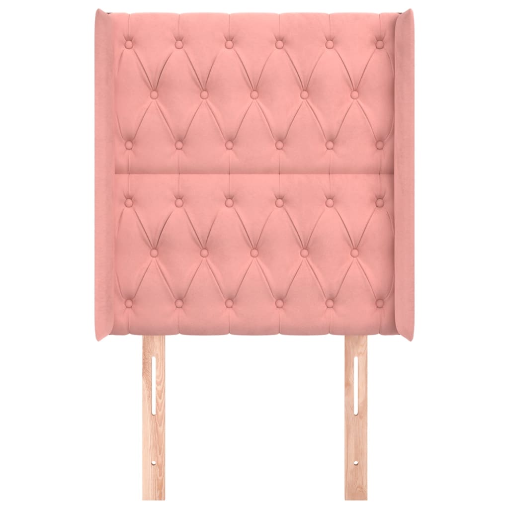 vidaXL Hoofdbord met randen 83x16x118/128 cm fluweel roze afbeelding