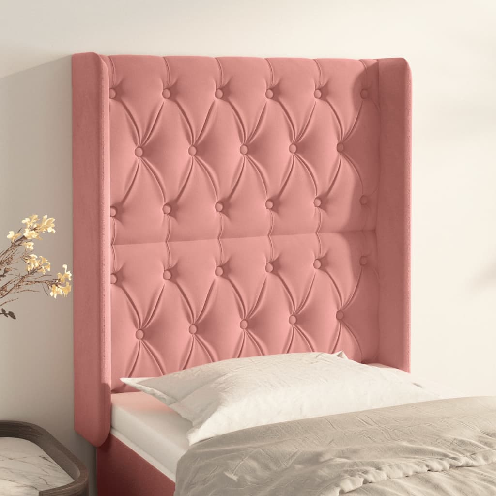 vidaXL TÄƒblie de pat cu aripioare, roz, 83x16x118/128 cm, catifea