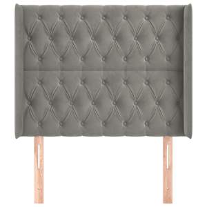 Čelo postele typu ušák světle šedé 93x16x118/128 cm samet - obrázek 3