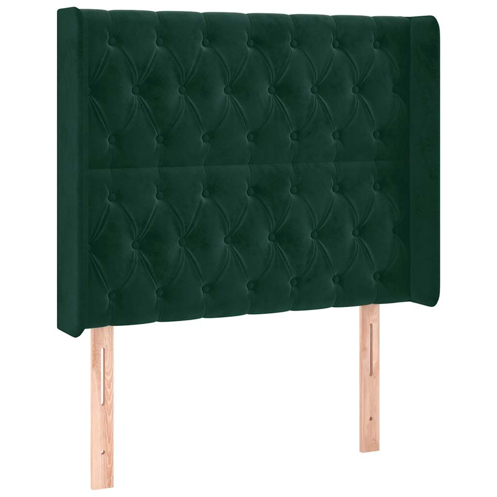vidaXL Čelo postele typu ušák tmavě zelené 93x16x118/128 cm samet