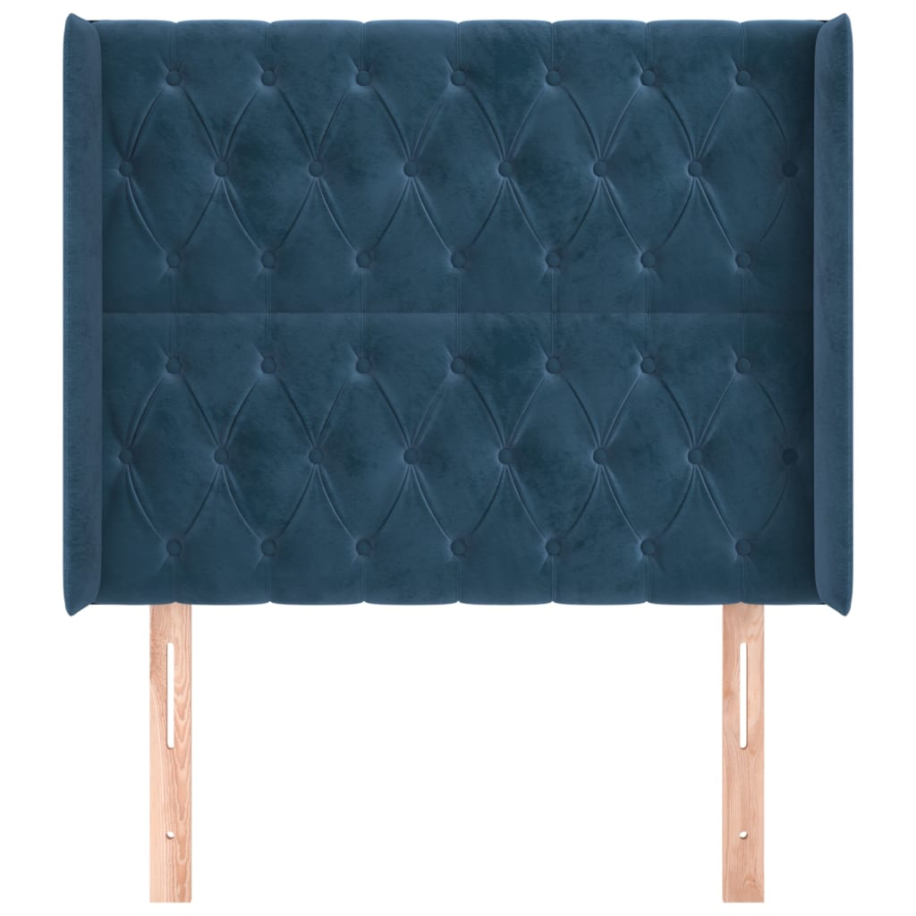 vidaXL Hoofdbord met randen 93x16x118/128 cm fluweel donkerblauw afbeelding