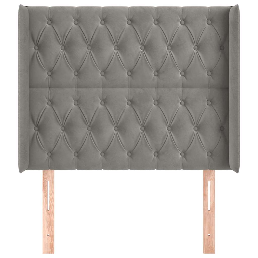 vidaXL Hoofdbord met randen 103x16x118/128 cm fluweel lichtgrijs grijs, foto 2