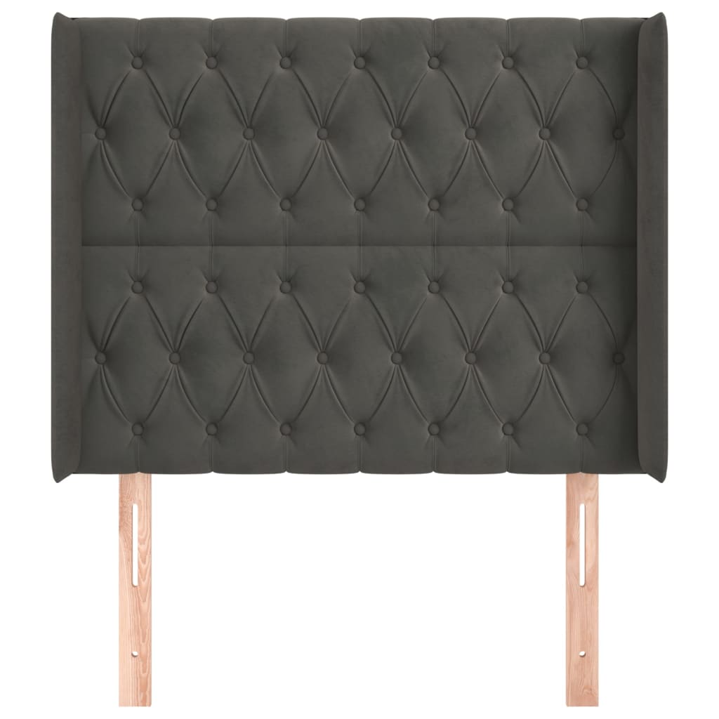 vidaXL Hoofdbord met randen 103x16x118/128 cm fluweel donkergrijs afbeelding