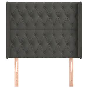 Čelo postele typu ušák tmavě šedé 103x16x118/128 cm samet - obrázek 3