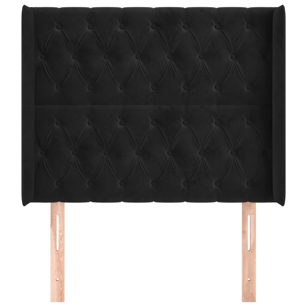 vidaXL Hoofdbord met randen 103x16x118/128 cm fluweel zwart afbeelding
