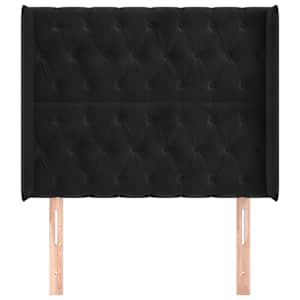 Čelo postele typu ušák černé 103x16x118/128 cm samet - obrázek 3