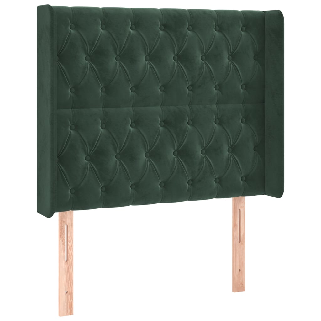 vidaXL Čelo postele typu ušák tmavě zelená 103x16x118/128 cm samet