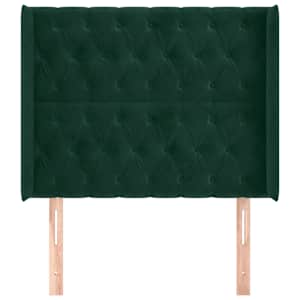 Čelo postele typu ušák tmavě zelená 103x16x118/128 cm samet - obrázek 3