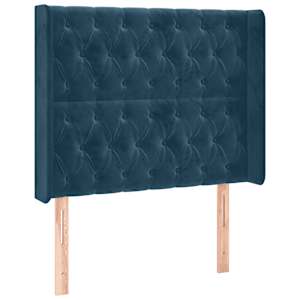 Čelo postele typu ušák tmavě modrá 103x16x118/128 cm samet - obrázek 2