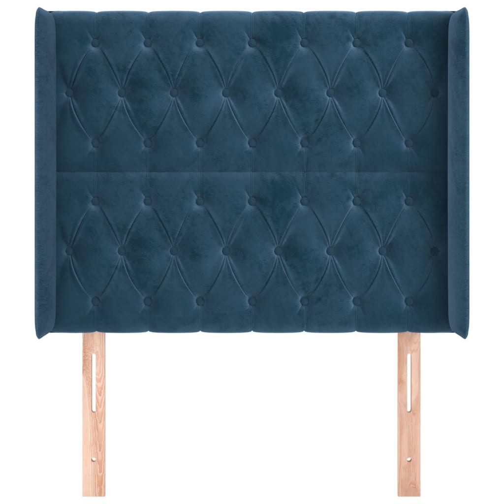 vidaXL Hoofdbord met randen 103x16x118/128 cm fluweel donkerblauw afbeelding