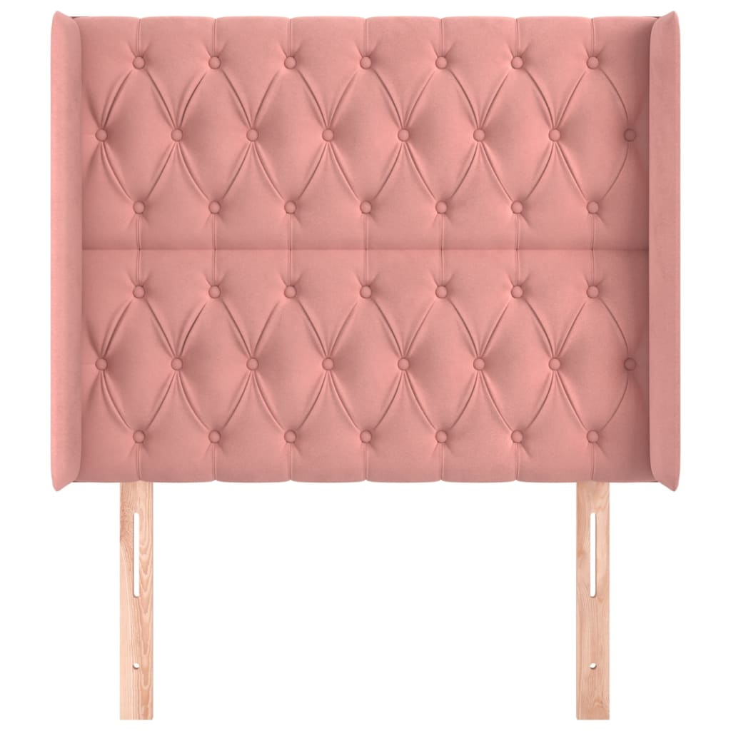 vidaXL Hoofdbord met randen 103x16x118/128 cm fluweel roze afbeelding
