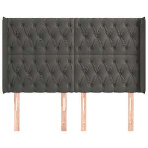 Čelo postele typu ušák tmavě šedé 147x16x118/128 cm samet - obrázek 3
