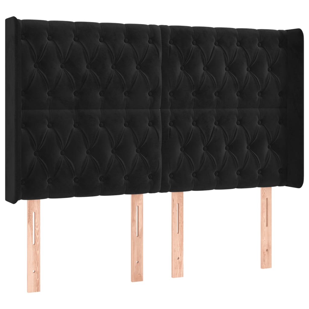 vidaXL Čelo postele typu ušák černé 147x16x118/128 cm samet