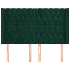 Čelo postele typu ušák tmavě zelená 147x16x118/128 cm samet - obrázek 3