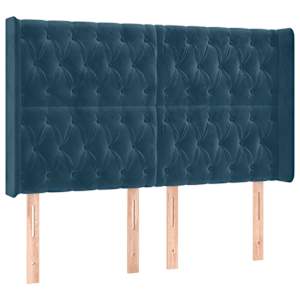 Čelo postele typu ušák tmavě modrá 147x16x118/128 cm samet - obrázek 2