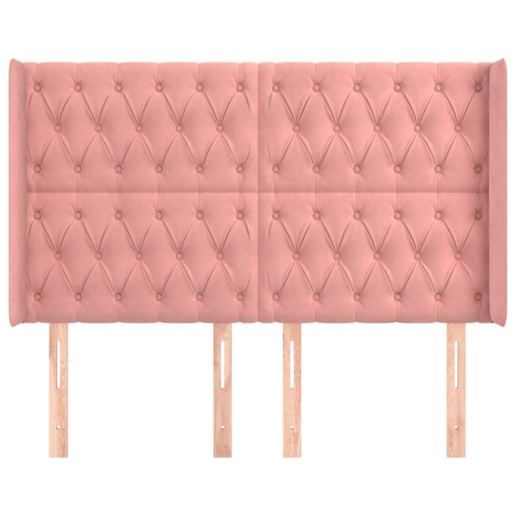 vidaXL Hoofdbord met randen 147x16x118/128 cm fluweel roze, foto 2