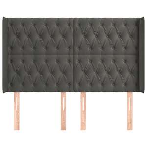 Čelo postele typu ušák tmavě šedé 163x16x118/128 cm samet - obrázek 3