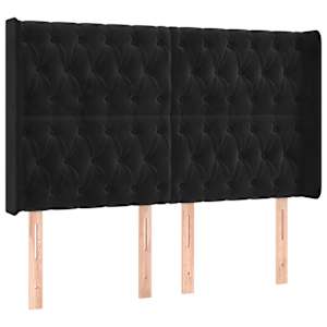 Čelo postele typu ušák černé 163x16x118/128 cm samet - obrázek 2