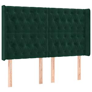Čelo postele typu ušák tmavě zelená 163x16x118/128 cm samet - obrázek 2