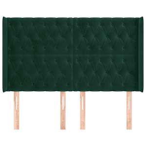 Čelo postele typu ušák tmavě zelená 163x16x118/128 cm samet - obrázek 3