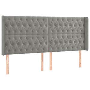 Čelo postele typu ušák světle šedé 183x16x118/128 cm samet - obrázek 2