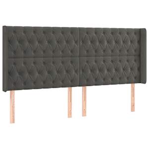 Čelo postele typu ušák tmavě šedé 183x16x118/128 cm samet - obrázek 2
