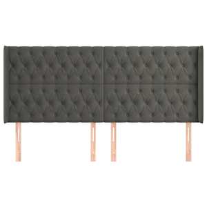 Čelo postele typu ušák tmavě šedé 183x16x118/128 cm samet - obrázek 3