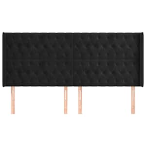 Čelo postele typu ušák černé 183x16x118/128 cm samet - obrázek 3