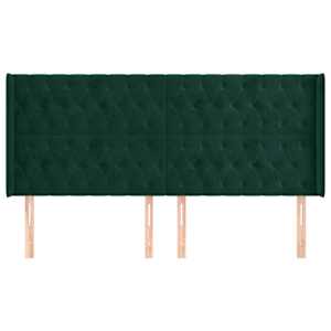 Čelo postele typu ušák tmavě zelená 183x16x118/128 cm samet - obrázek 3