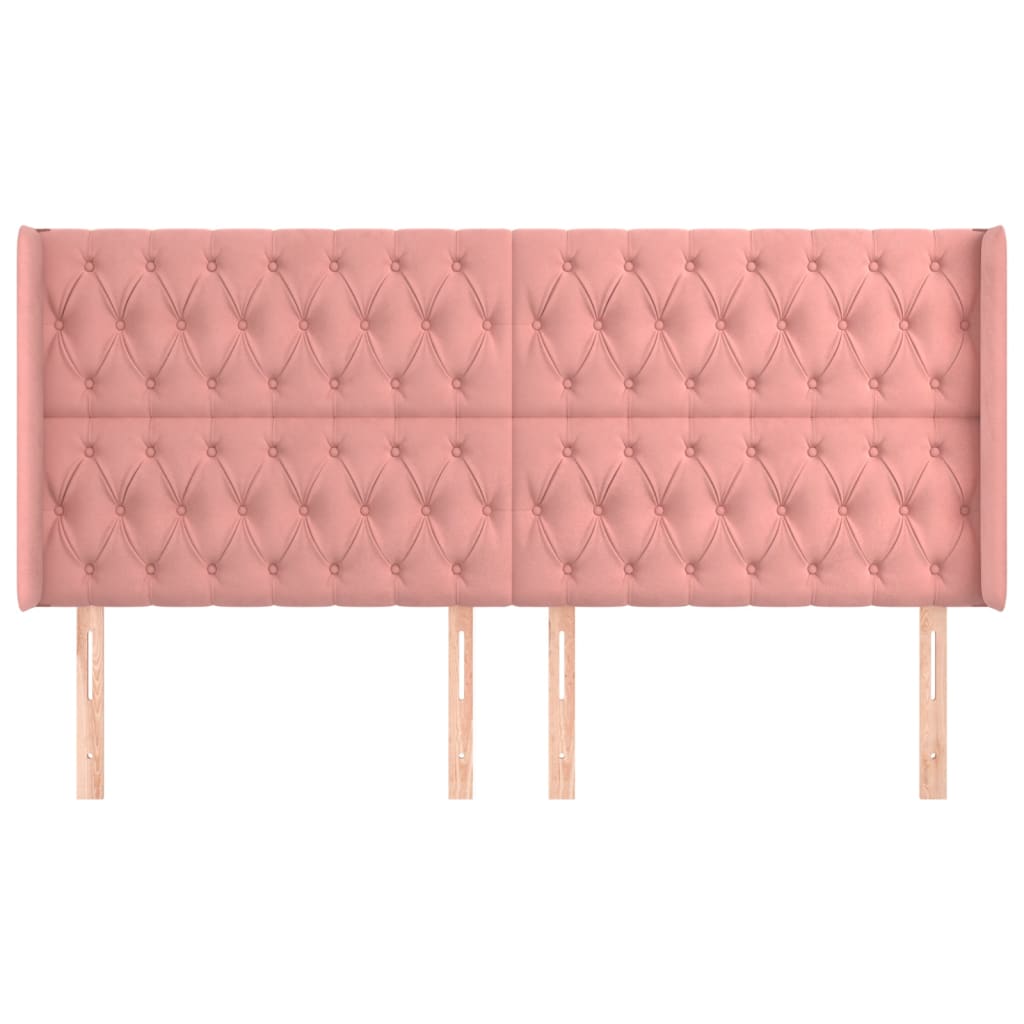 vidaXL Hoofdbord met randen 183x16x118/128 cm fluweel roze afbeelding