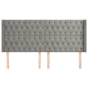 Čelo postele typu ušák světle šedé 203x16x118/128 cm samet - obrázek 3