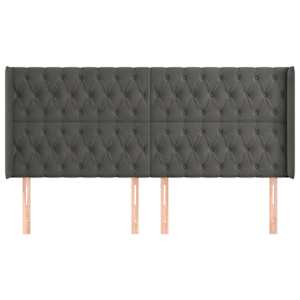 Čelo postele typu ušák tmavě šedé 203x16x118/128 cm samet - obrázek 3