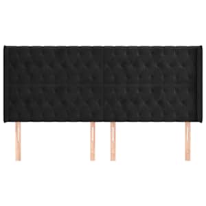 Čelo postele typu ušák černé 203x16x118/128 cm samet - obrázek 3