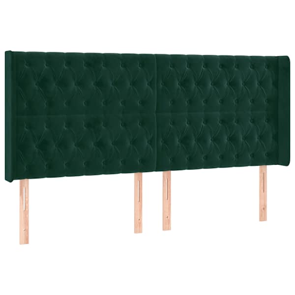 vidaXL voodipeats servadega, tumeroheline, 203x16x118/128 cm, samet