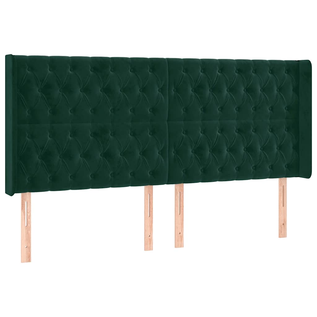 vidaXL Čelo postele so záhybmi tmavozelený 203x16x118/128 cm zamat