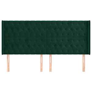 Čelo postele typu ušák tmavě zelená 203x16x118/128 cm samet - obrázek 3