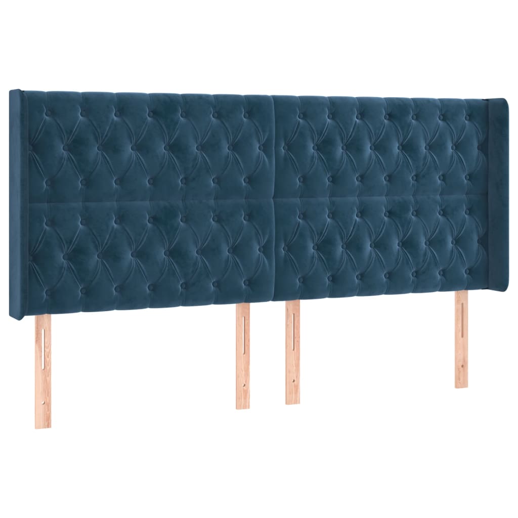 vidaXL Čelo postele typu ušák tmavě modrá 203x16x118/128 cm samet