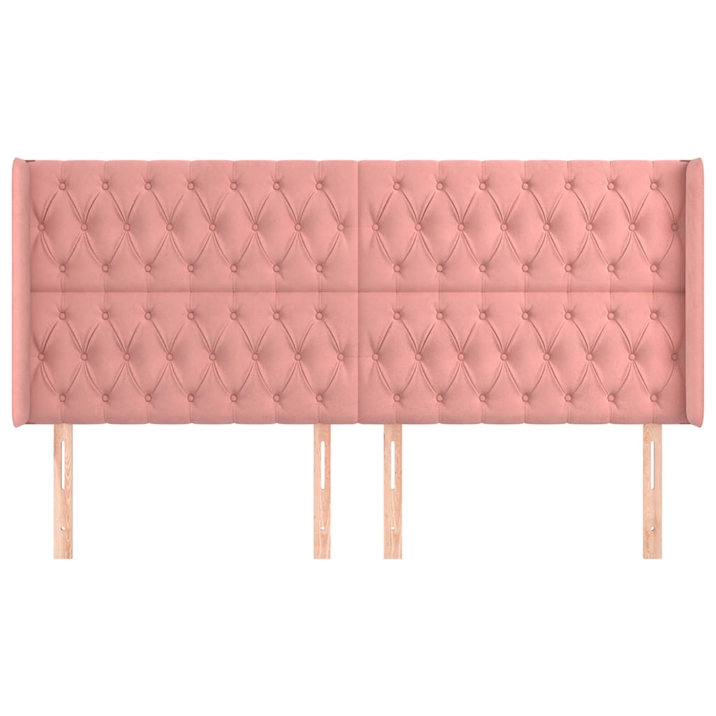 vidaXL Hoofdbord met randen 203x16x118/128 cm fluweel roze, foto 2