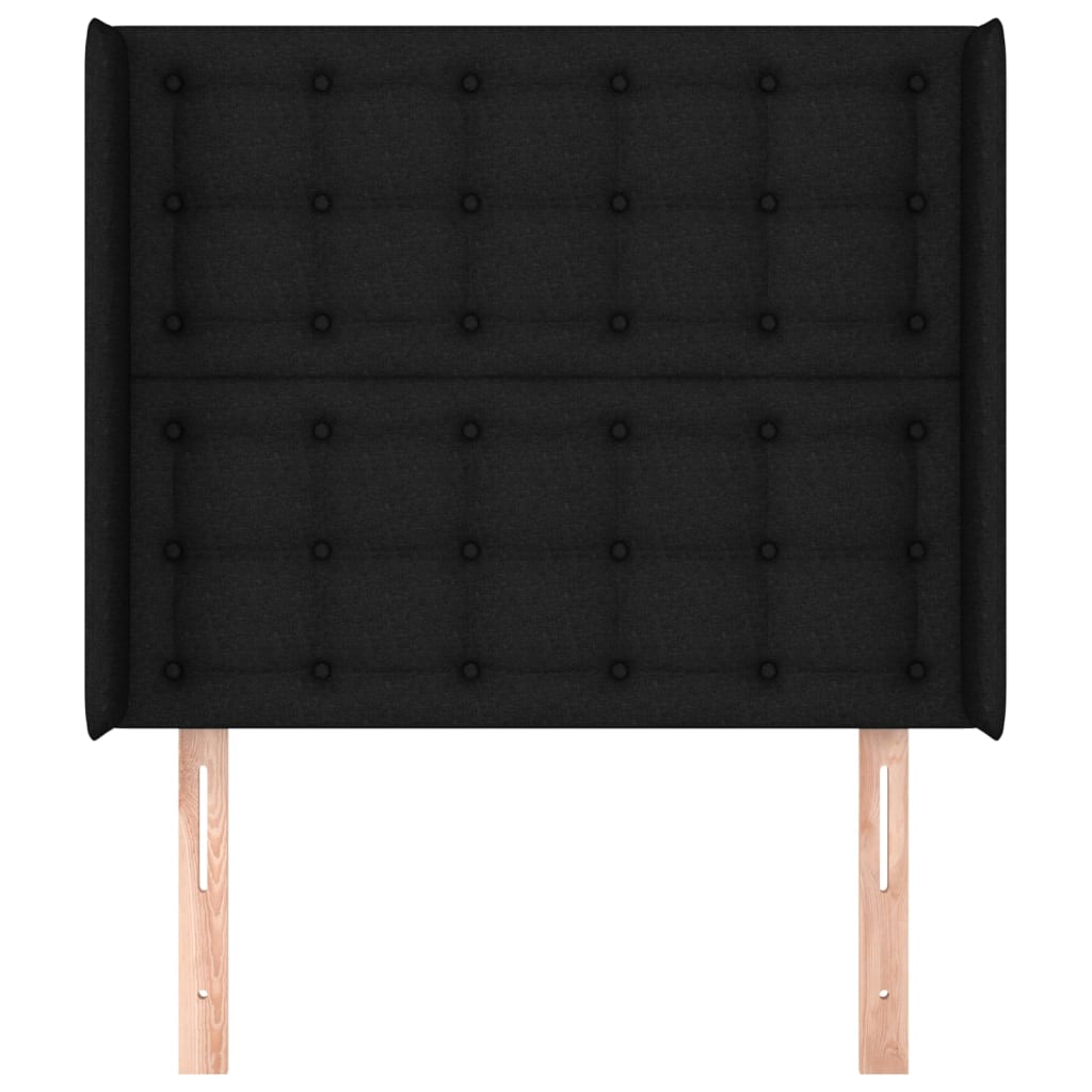 vidaXL Hoofdbord met randen 83x16x118/128 cm stof zwart afbeelding