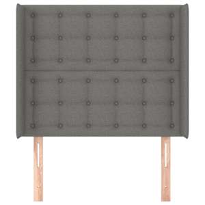 Čelo postele typu ušák tmavě šedé 93x16x118/128 cm textil - obrázek 3