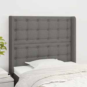 Čelo postele typu ušák tmavě šedé 93x16x118/128 cm textil - obrázek 1