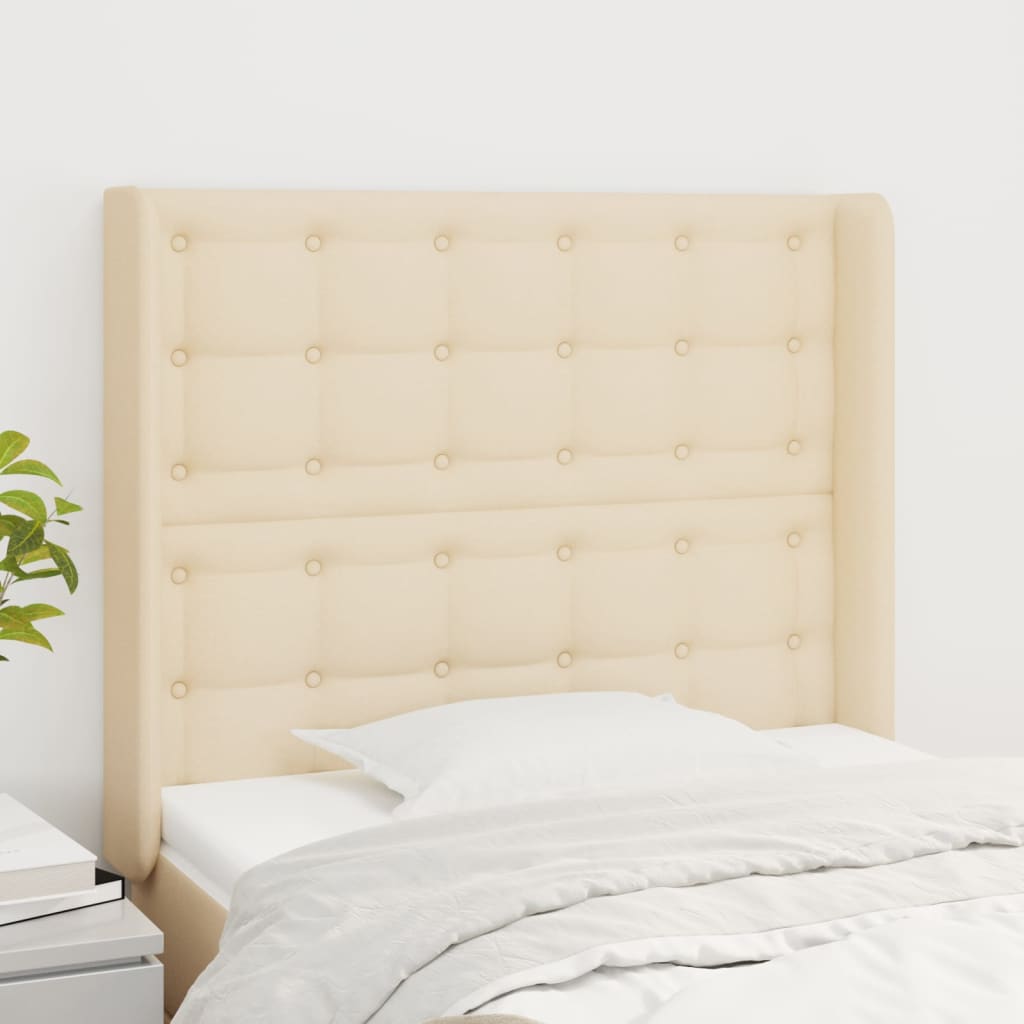 vidaXL Tăblie de pat cu aripioare, crem, 93x16x118/128 cm, textil