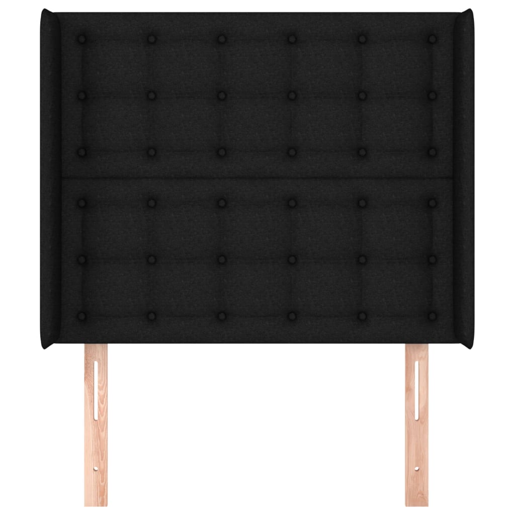 Tăblie de pat cu aripioare, negru, 103x16x118/128 cm, textil