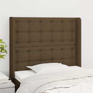 Čelo postele typu ušák tmavě hnědé 103x16x118/128 cm textil - obrázek 1