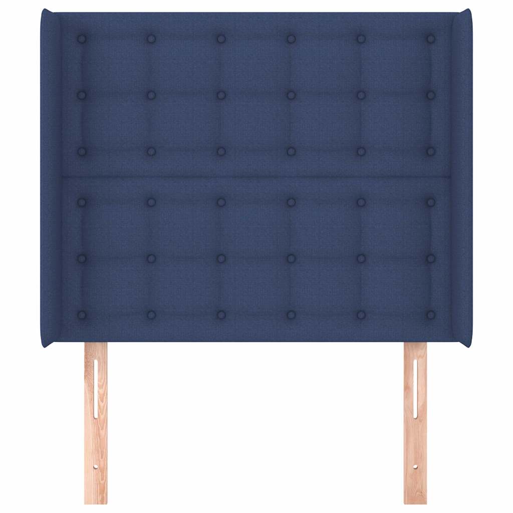 vidaXL Hoofdbord met randen 103x16x118/128 cm stof blauw, foto 2