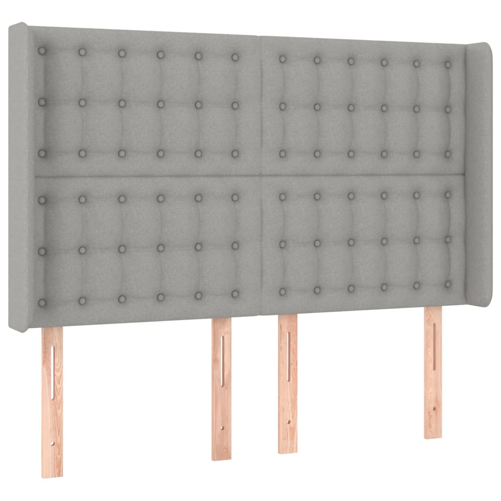 vidaXL Čelo postele typu ušák světle šedé 147x16x118/128 cm textil