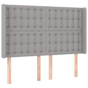 Čelo postele typu ušák světle šedé 147x16x118/128 cm textil - obrázek 2